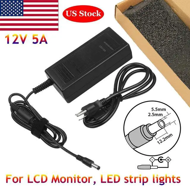 Alt view image 3 of 7 - 12V 5A 5.5mmx2.5mm AC-DC Power Supply Cord Adapter Charger PSU Mains LED Strip