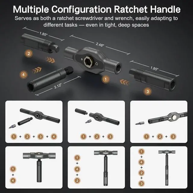 Alt view image 2 of 7 - 42 in 1 Magnetic Screwdriver Set, DIY Ratchet Screwdriver Set Multi Bit Magnetic