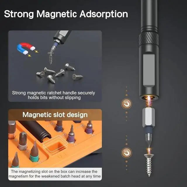 Alt view image 4 of 7 - 42 in 1 Magnetic Screwdriver Set, DIY Ratchet Screwdriver Set Multi Bit Magnetic