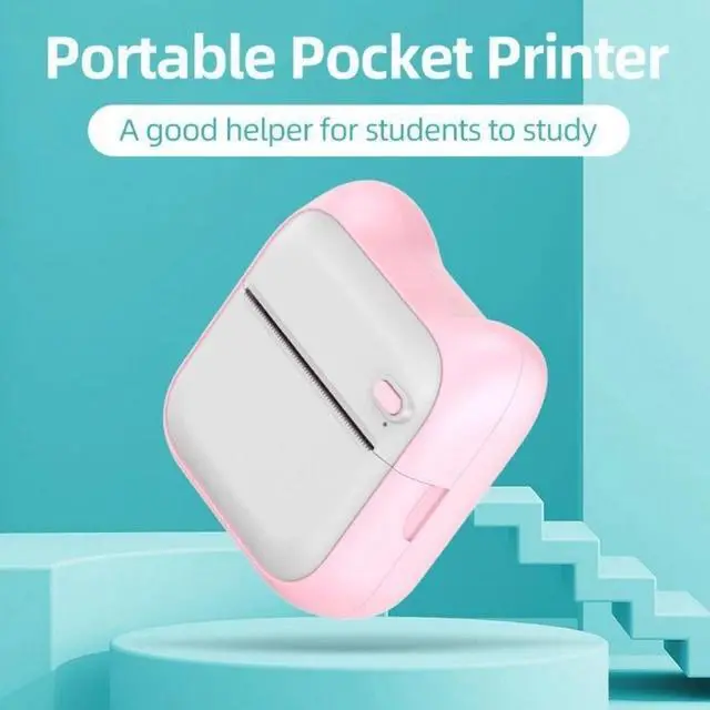 Alt view image 2 of 7 - Mini Pocket Portable Bluetooth USB Thermal Printer Paper Label Printing pink