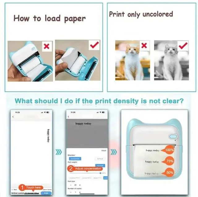 Alt view image 7 of 7 - Mini Pocket Portable Bluetooth USB Thermal Printer Paper Label Printing pink