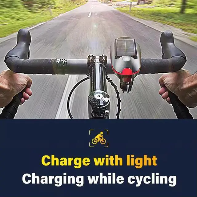 Alt view image 2 of 7 - Solar Power Bike Headlight Night Riding Bicycle for Road & Mountain Riding Light Red