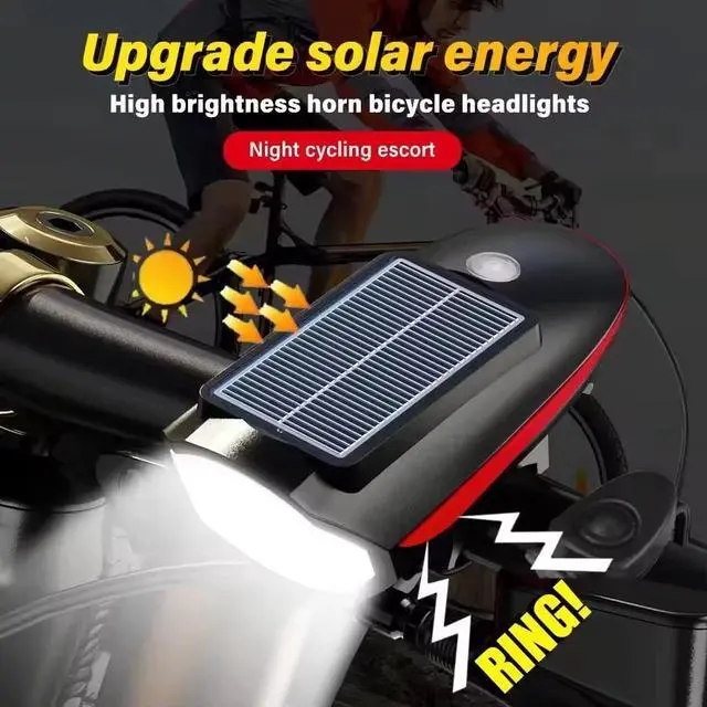 Alt view image 5 of 7 - Solar Power Bike Headlight Night Riding Bicycle for Road & Mountain Riding Light Red
