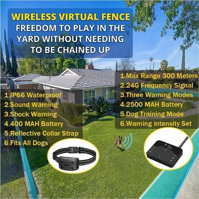 Alt view image 6 of 7 - Pet Dog Wireless Electric Fence Containment System Training Collar Shock