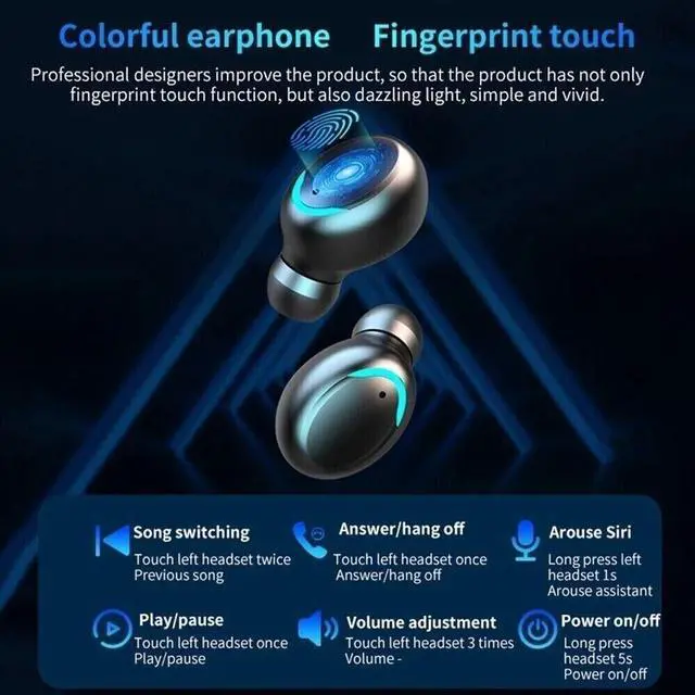 Alt view image 4 of 6 - TWS Bluetooth Earbuds Waterproof Bluetooth 5.3 Headset Noise Cancelling Wireless
