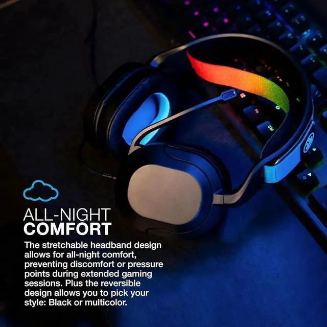 Alt view image 4 of 6 - JLab Nightfall Wired Gaming Headset Over Ear, Boom Mic, PS5, PS4, XBox, PC