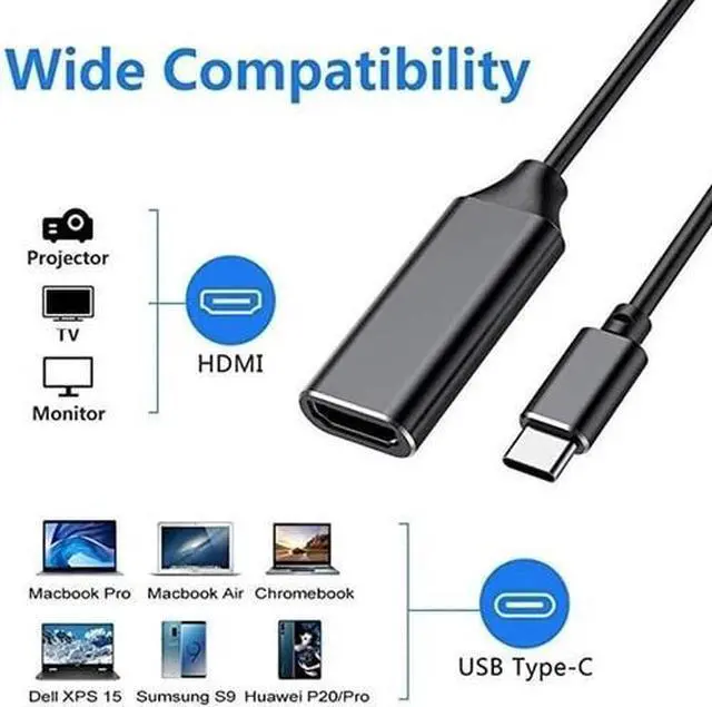 Main image of USB-C Type C To HDMI Adapter USB3.1 Cable For MHL Android Phone Tablet Black Lot