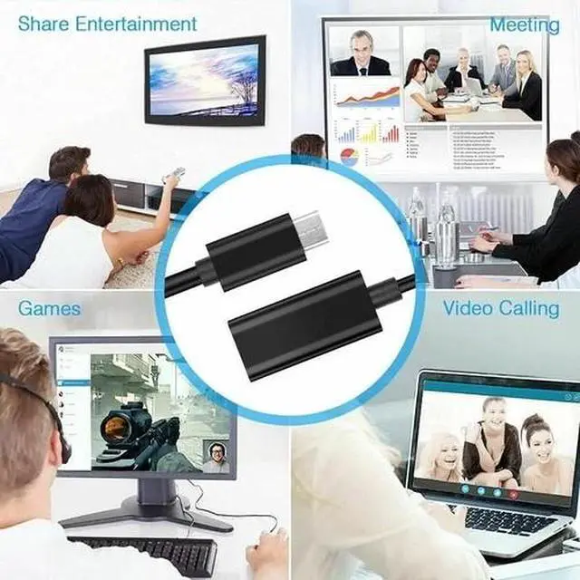 Alt view image 2 of 7 - USB-C Type C To HDMI Adapter USB3.1 Cable For MHL Android Phone Tablet Black Lot