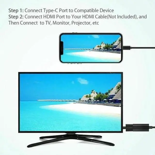 Alt view image 6 of 7 - USB-C Type C To HDMI Adapter USB3.1 Cable For MHL Android Phone Tablet Black Lot