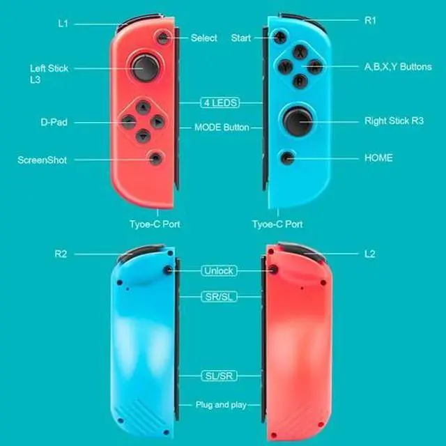 Alt view image 4 of 7 - Wireless Left&Right for Nintendo Switch Joypad Controllers AC Adapter Charger US