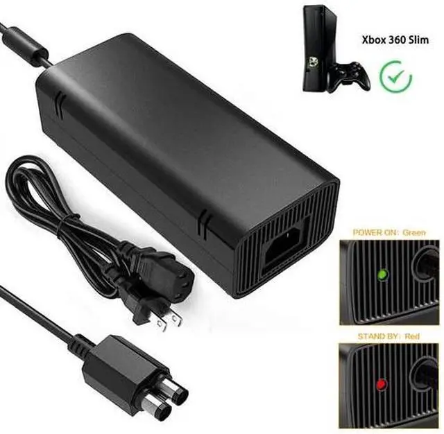 Main image of For Microsoft Xbox 360 Slim Power Supply Adapter Brick Charger Power Cord Cable