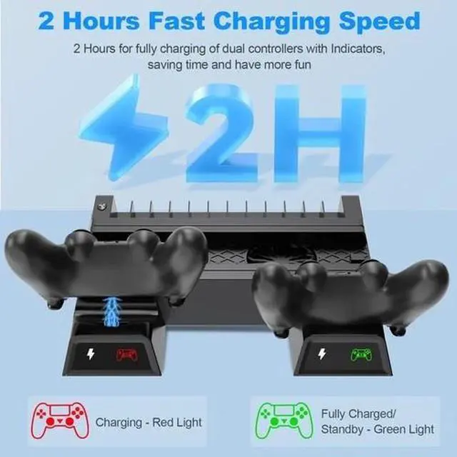 Alt view image 5 of 6 - For PS4 PlayStation4 Controller Dual USB Charger LED Dock Station Charging Stand