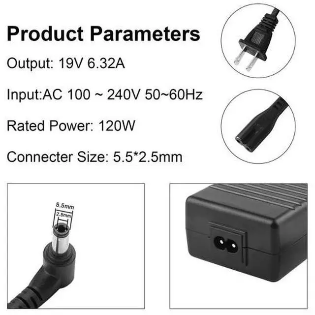 Alt view image 5 of 7 - 120W AC Adapter for Asus Laptop Charger A15-120P1A PA-1121-28 ROG GL551J GL553V