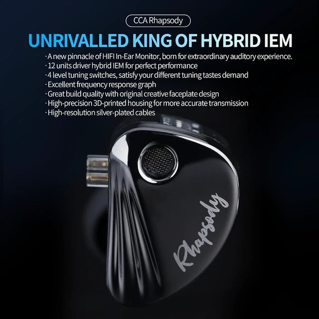 Alt view image 2 of 7 - Rhapsody 4-Mode Tuning Switch in-Ear Monitor Headphones, 2DD+4BA Hybrid Gaming IEM, HiFi Bass Wired Earphones for Audiophiles, Musicians & Singers