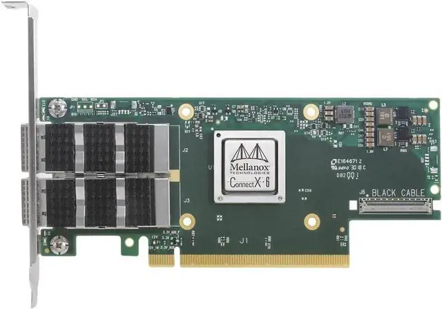 Main image of Mellanox MCX653106A-ECAT ConnectX-6 VPI adapter card, H100Gb/s (HDR100, EDR InfiniBand and 100GbE), dual-port QSFP56, PCIe3.0/4.0 x16, tall bracket Low both