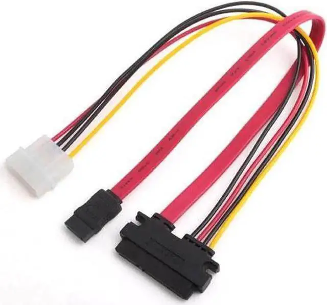 Main image of 50CM 22 Pin SATA III 6Gbps Data & Power to SATA 7pin Data & Molex 4pin Combo Cable(SATA22Pin TO data+Power) -Red