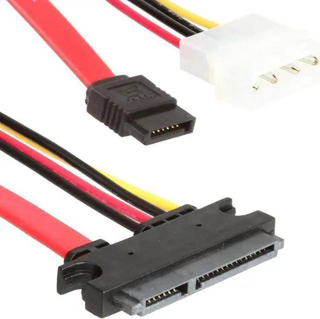 Alt view image 3 of 4 - 50CM 22 Pin SATA III 6Gbps Data & Power to SATA 7pin Data & Molex 4pin Combo Cable(SATA22Pin TO data+Power) -Red