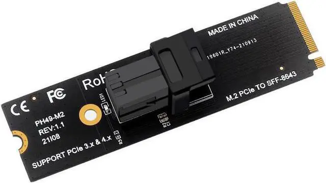 Alt view image 4 of 7 - U.2 to M.2 NVMe M-Key NVMe Adapter,M2 to Mini SAS SFF-8643 Expansion Card w/ SFF8643 to SFF-8639 PCIe SSD Adapter Cable for Mainboard Intel SSD 750 p3600 p3700 - 1.64FT