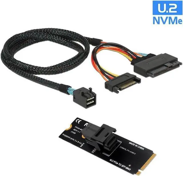 Main image of U.2 to M.2 NVMe M-Key NVMe Adapter,M2 to Mini SAS SFF-8643 Expansion Card w/ SFF8643 to SFF-8639 PCIe SSD Adapter Cable for Mainboard Intel SSD 750 p3600 p3700 - 1.64FT