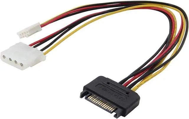 Alt view image 3 of 5 - SATA to 4Pin Power Splitter Cable - SATA to IDE LP4 and Floppy Drive Molex SP4 4-pin Female Adpater Y Cable - 8 Inches