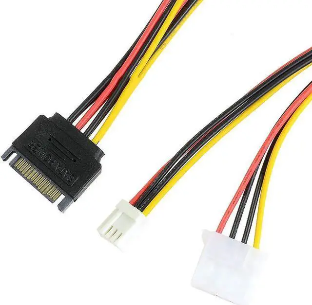 Alt view image 2 of 5 - SATA to 4Pin Power Splitter Cable - SATA to IDE LP4 and Floppy Drive Molex SP4 4-pin Female Adpater Y Cable - 8 Inches