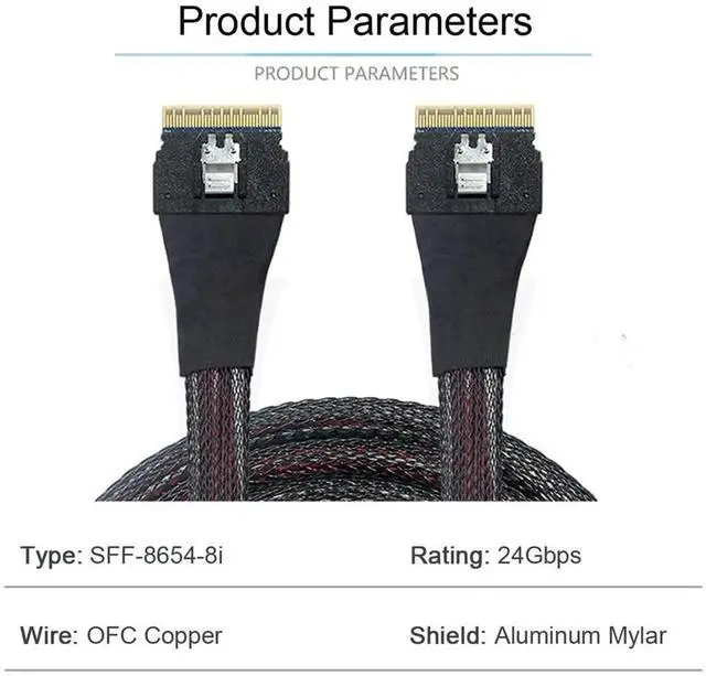 Alt view image 5 of 7 - PCI-E Slimline SAS 4.0 SFF-8654 8i 74pin Host to SFF-8654 74Pin Slim SAS Target Cable 50cm