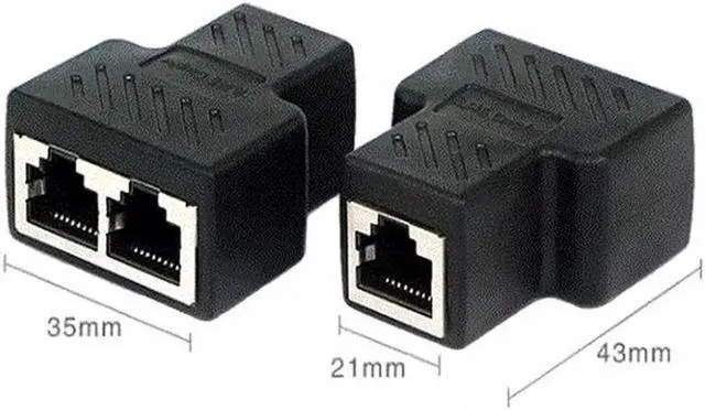 Alt view image 2 of 6 - RJ45 Splitter Adapter, USB 1 to 2 Network Connector Dual LAN Ethernet Socket 8P8C Extender Plug &Cable for Cat5, Cat5e, Cat6, Cat7