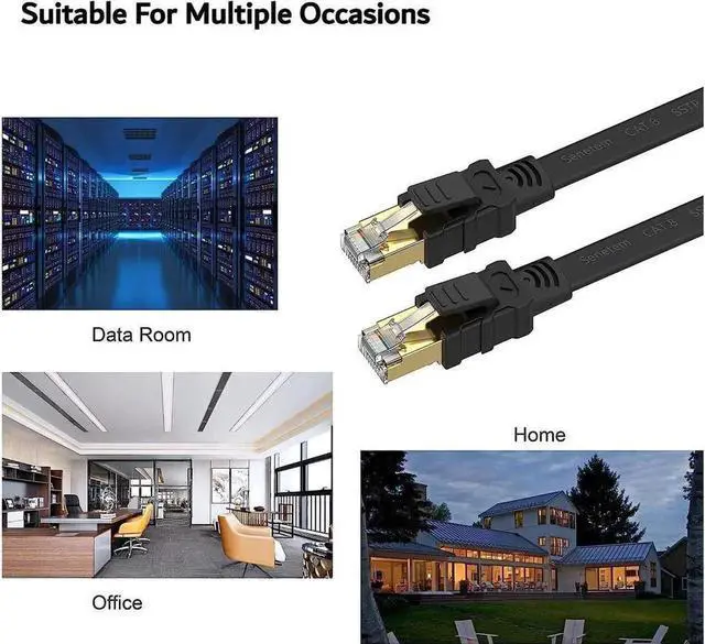 Alt view image 7 of 7 - Cat 8 Ethernet Cable 1.5 ft High Speed, 26AWG Heavy Duty Shielded Ethernet Cord, 40Gbps 2000Mhz Flat Internet Network Patch Cord, Outdoor&Indoor, LAN Cable for Gaming, PS5/4/3, Modem, Router