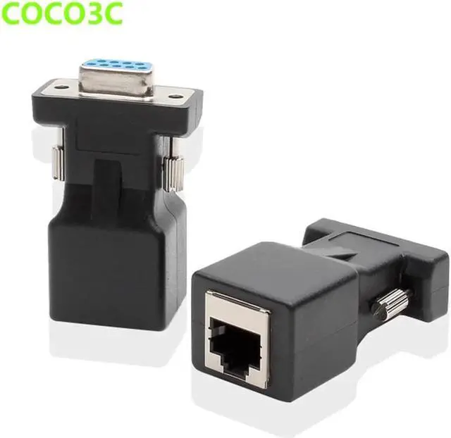 Main image of RS232 COM Female to RJ45 Female Connector Convertor DB9 Serial Port to LAN CAT5 CAT6 RJ45 Network Ethernet Cable Adapter