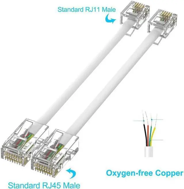 Alt view image 4 of 7 - RJ45 Female to RJ11 Male Adapter (2 Pack) Ethernet to Phone Line RJ45 8P8C Female to RJ11 6P4C Male Converter Adapter Cable