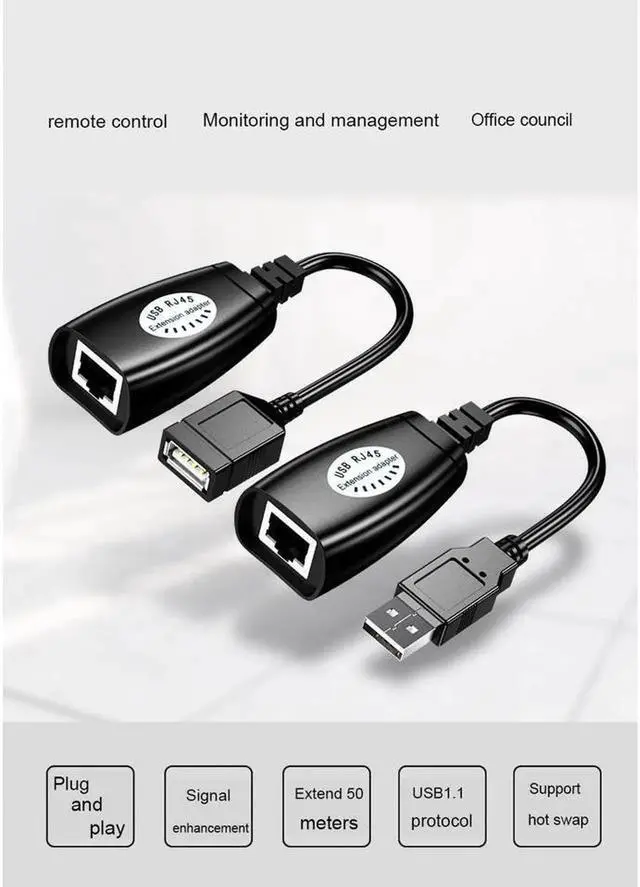 Alt view image 4 of 5 - USB 2.0 to RJ45 Adapter RJ45 LAN Cable Extension Cable USB Extender over Cat5 / Cat5e / Cat6 Cable