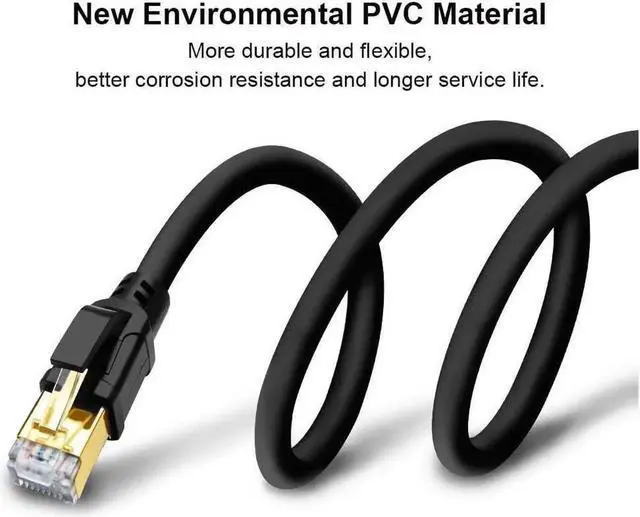 Alt view image 5 of 7 - CAT 8 Ethernet Cable 3ft (5 Pack) Ultra High Speed 40Gbps 2000MHz SFTP 26AWG CAT8 Cable LAN Internet Network Cord with Gold Plated RJ45 Connector for Gaming Router Modems PC (3ft/5 Pack/Black)