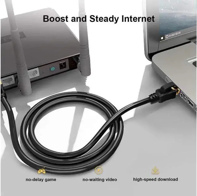 Alt view image 7 of 7 - CAT 8 Ethernet Cable 3ft (5 Pack) Ultra High Speed 40Gbps 2000MHz SFTP 26AWG CAT8 Cable LAN Internet Network Cord with Gold Plated RJ45 Connector for Gaming Router Modems PC (3ft/5 Pack/Black)