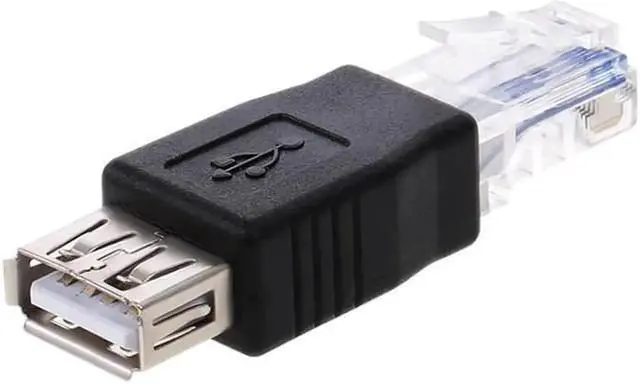 Alt view image 4 of 6 - USB to RJ45 Adapter USB2.0 Female to Ethernet RJ45 Male Plug Adapter Connector