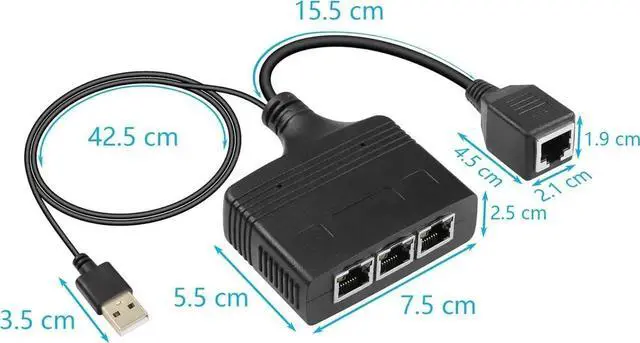 Alt view image 7 of 7 - Gigabit RJ45 Network Splitter Adapter, 1 to 3 Ethernet Splitter 1000Mbps High Speed LAN Network Splitter,4 Devices Share The Internet at The Same Time(1 to 3 Female Gigabit)