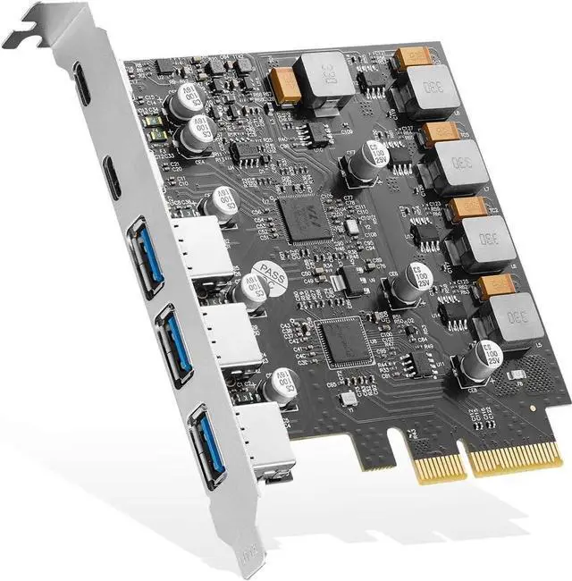 Main image of PCIE to USB 3.2 Gen2 10G Expansion Card, 5 Port 3X USB Type-A and 2X Type-C Ports, Self-Powered, USB3.2 Hub Controller Adapter for Windows 10/11