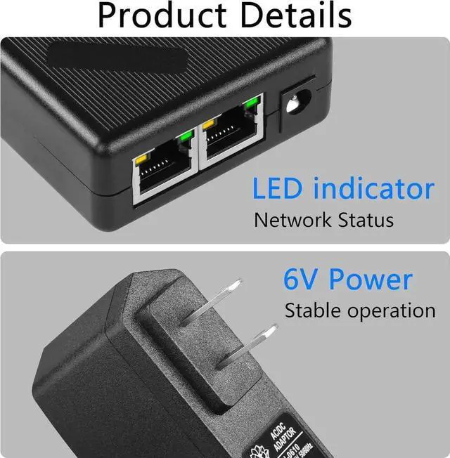 Alt view image 4 of 7 - Gigabit Ethernet Splitter RJ45 Network Splitter 1 to 2 1000Mbps with DC Power Supply Adapter for Computer, Hub, Switch, Router, ADSL, Set-top Box, Digital TV, etc