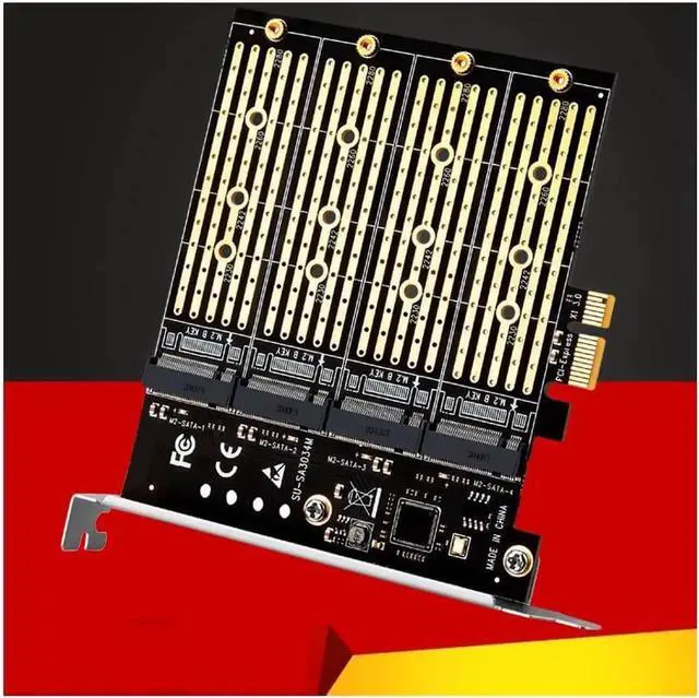 Alt view image 5 of 6 - PCIE to M2 Adapter PCI Express X1 3.0 4 Port B Key M.2 NGFF SATA SSD Adapter PCI-E M.2 Adapter Expansion Card Riser