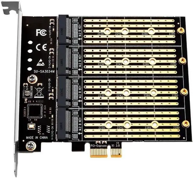 Main image of PCIE to M2 Adapter PCI Express X1 3.0 4 Port B Key M.2 NGFF SATA SSD Adapter PCI-E M.2 Adapter Expansion Card Riser