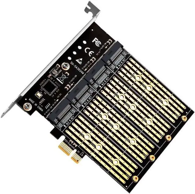 Alt view image 6 of 6 - PCIE to M2 Adapter PCI Express X1 3.0 4 Port B Key M.2 NGFF SATA SSD Adapter PCI-E M.2 Adapter Expansion Card Riser