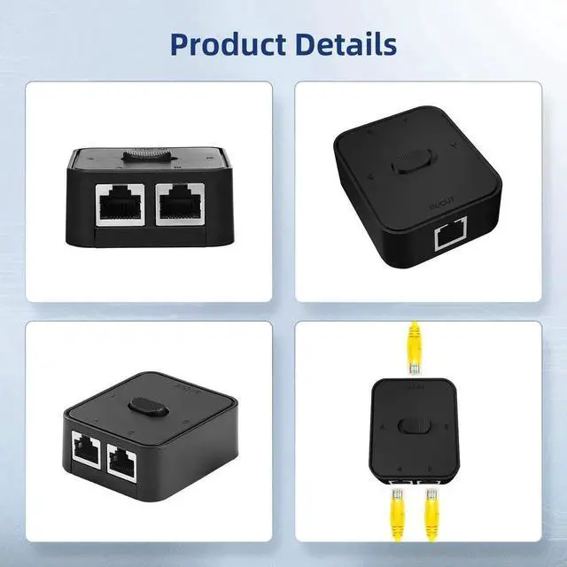 Alt view image 6 of 7 - Gigabit Network Switcher, Passive Ethernet Selector, in/Out to A or B Network, Bidirectional Manual Switcher, No Power Required