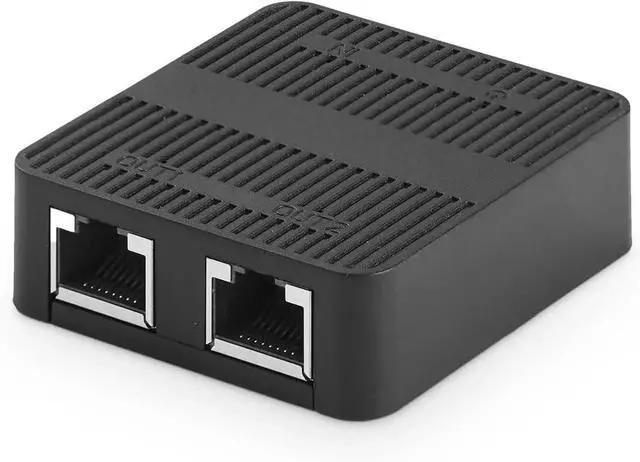 Main image of 1 to 2 Network Splitter, 3 Port Ethernet Switch, 10/100Mbps, Type-C Power Supply, Mini Size Plug and Play