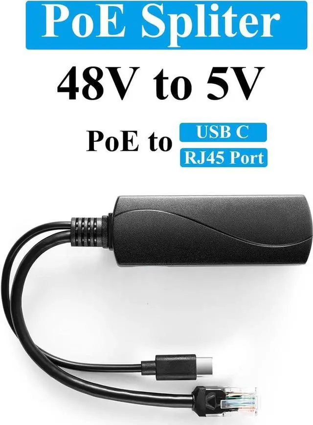 Alt view image 2 of 6 - Type C PoE Splitter 5V 2.4A Output, IEEE 802.3af Standard 10, 100Mbps for Type C RJ45 Port Power Over Ethernet Type C Splitter Adapter
