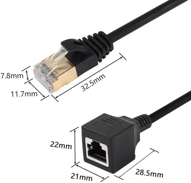 Alt view image 2 of 6 - Cat8 LAN Cable,Ethernet Extension Cable,High Speed 40Gbps 2000Mhz Network Cord,RJ45 Network Patch Cord Male to Female Connector for Router Modem TV PC Computer Laptop (M/F 1M/3.3FT)