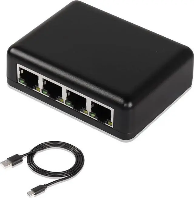 Main image of RJ45 Network Splitter Adapter Gigabit,1000Mbps Ethernet Cable Splitter, RJ45 Network Extension Connector,Four Devices Share The Internet at The Same Time (Black Gigabit 1 to 4)