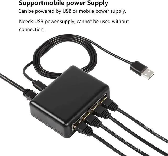 Alt view image 3 of 7 - RJ45 Network Splitter Adapter Gigabit,1000Mbps Ethernet Cable Splitter, RJ45 Network Extension Connector,Four Devices Share The Internet at The Same Time (Black Gigabit 1 to 4)