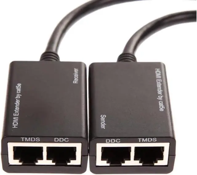 Alt view image 2 of 5 - 2PCS/Set HDMI Over RJ45 CAT5e CAT6 Cable LAN Ethernet Balun Extender Repeater 1080p 3D 30M