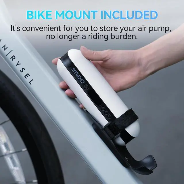 Alt view image 5 of 7 - CYCPLUS Electric Air Compressor Portable Bicycle Pump Car Tire Inflator, Max 150 PSI, Auto Shut-Off Air Pump with Presta and Schrader Valves for All Bicycles Motorcycles and Cars