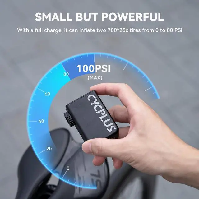 Alt view image 3 of 7 - CYCPLUS AS2 Tiny Pump Bike Pump Portable Ultra-Mini 100PSI Electric Bicycle Pump Type-C Rechargeable Battery, No Pressure Display(Winner of The EUROBIKE Award 2023)