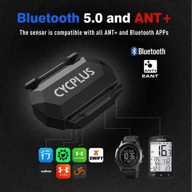 Alt view image 5 of 7 - CYCPLUS Cycling Speed and Cadence Sensor Bluetooth & ANT+ Wireless Bike Cadence Sensor Speed IP67 Waterproof